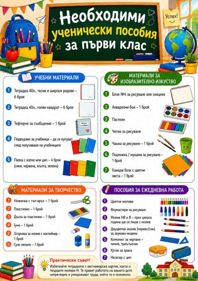 Необходими материали за първи клас 1